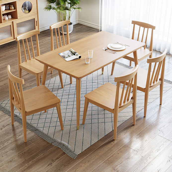 Modern Rectangle Dining Set 1/2/5/7 Pieces Solid Wood Dining Table with Chairs