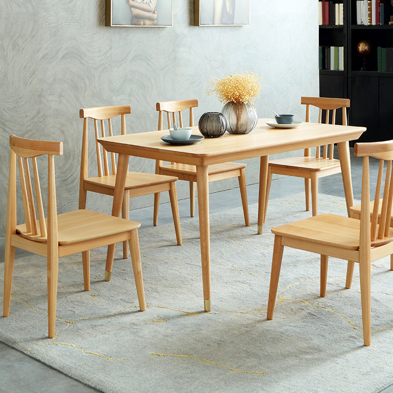 Modern Rectangle Dining Set 1/2/5/7 Pieces Solid Wood Dining Table with Chairs