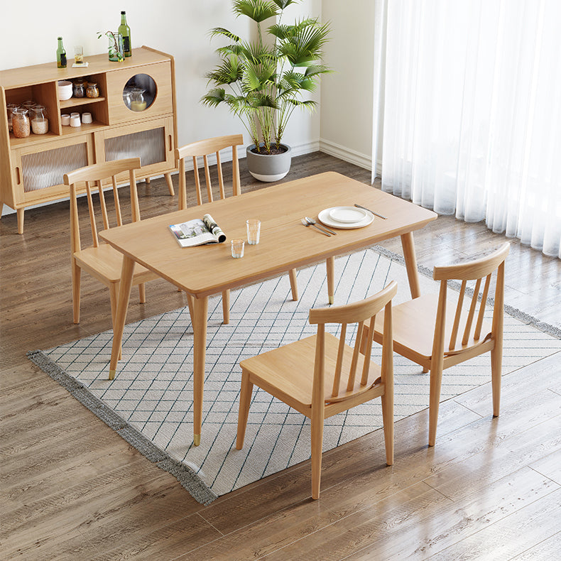 Modern Rectangle Dining Set 1/2/5/7 Pieces Solid Wood Dining Table with Chairs