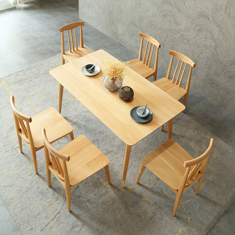 Modern Rectangle Dining Set 1/2/5/7 Pieces Solid Wood Dining Table with Chairs