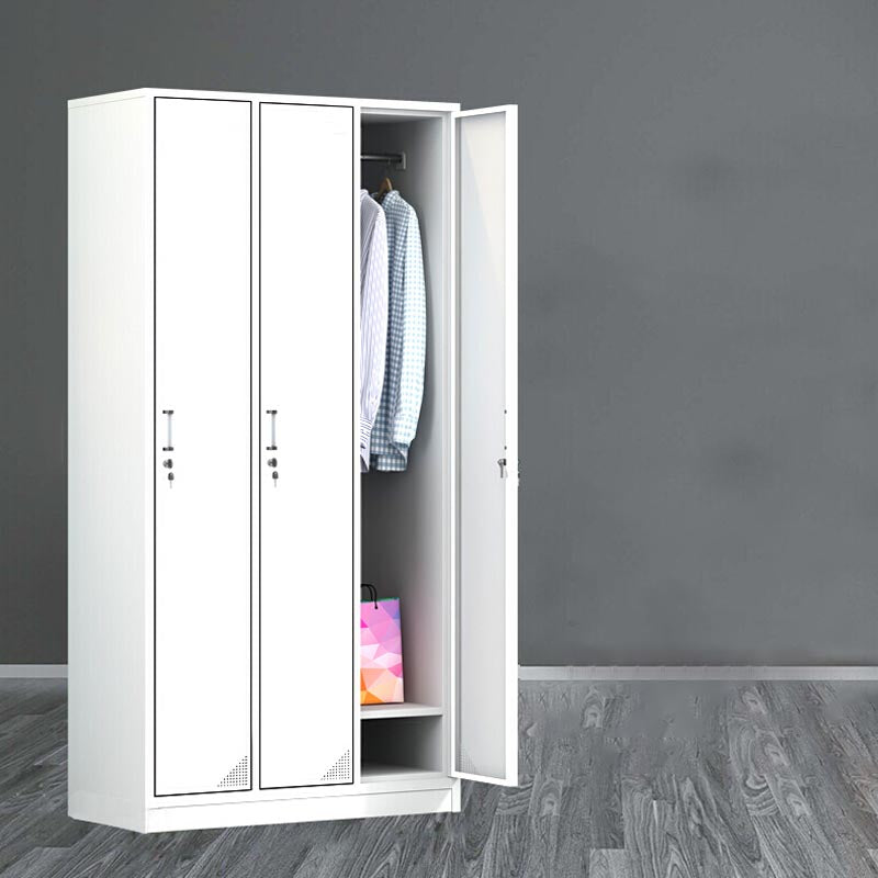 Modern White Storage Cabinet with Hinged Door Metal Cabinet for Bathroom