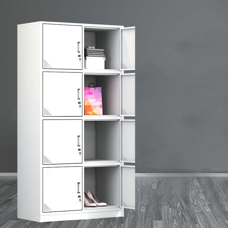 Modern White Storage Cabinet with Hinged Door Metal Cabinet for Bathroom