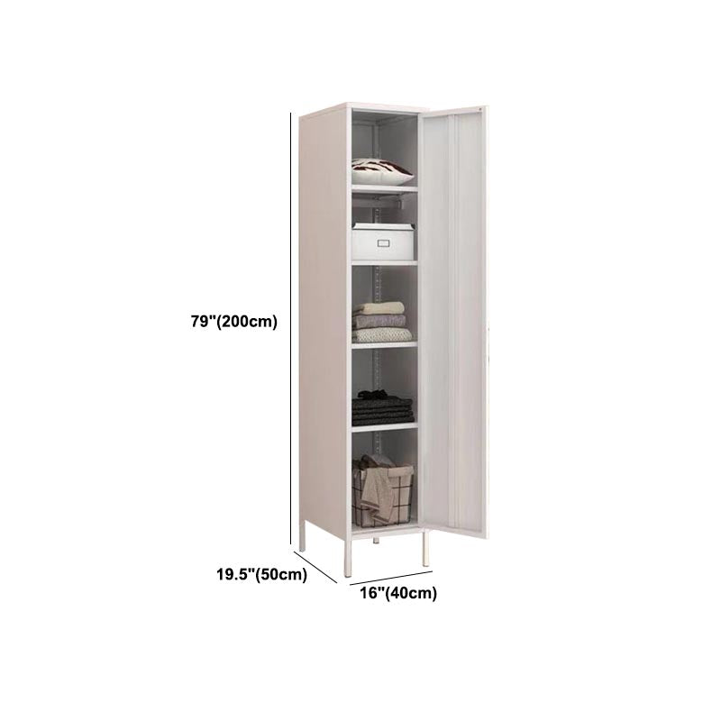 White Steel Wardrobe Cabinet with Adjustable Shelves Modern Wardrobe Closet