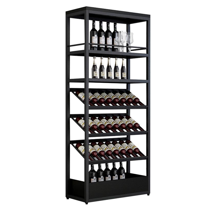 Industrial Floor Wine Holder Rack Metal Wine Racks with Shelf