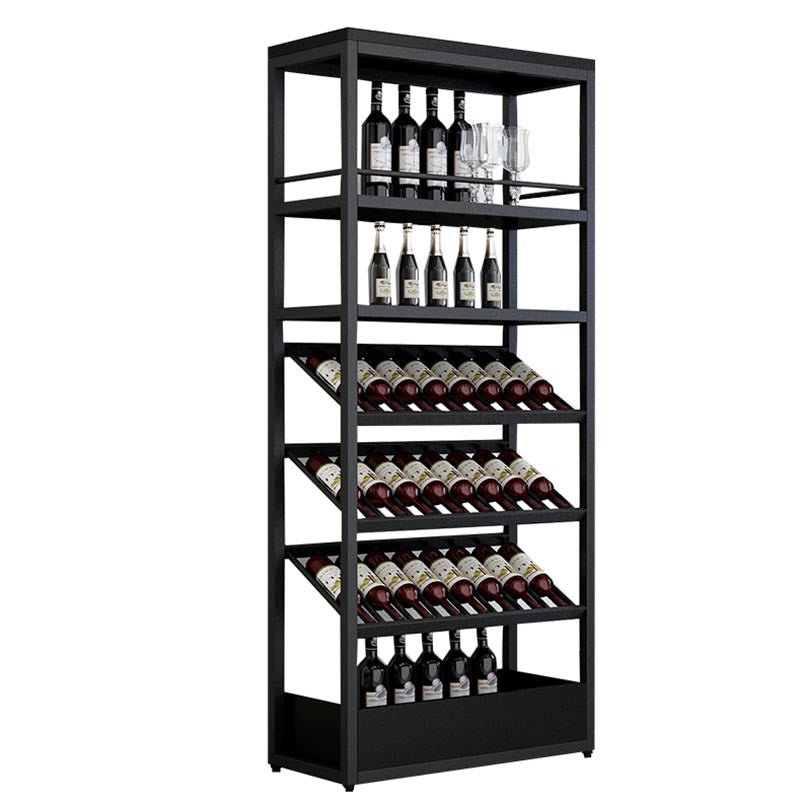 Industrial Floor Wine Holder Rack Metal Wine Racks with Shelf