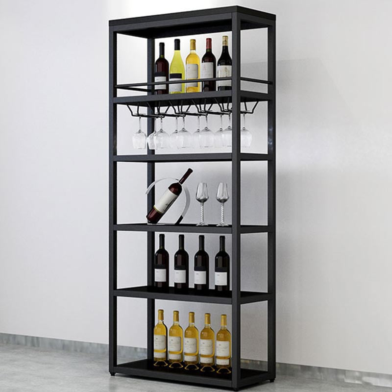 Industrial Floor Wine Holder Rack Metal Wine Racks with Shelf