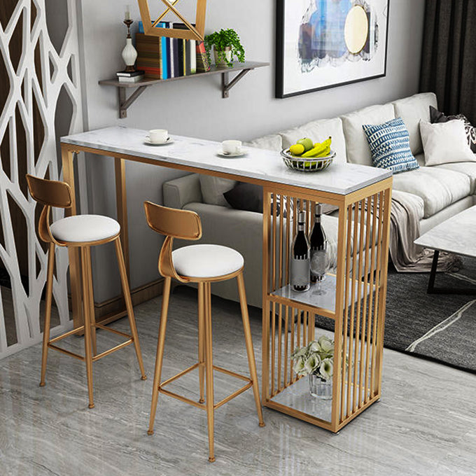 1/3/7 Pieces Rectangular Bar Table Set Modern Marble Milk Tea Shop Table with Bar Stools