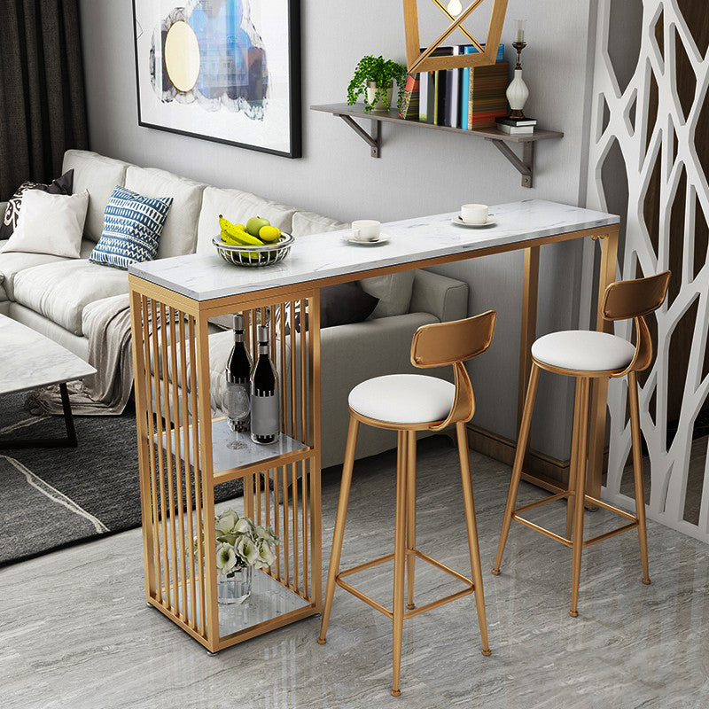 1/3/7 Pieces Rectangular Bar Table Set Modern Marble Milk Tea Shop Table with Bar Stools