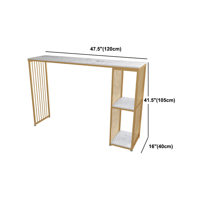 Glam 1/3 Pieces Bar Table Set Rectangle Stone Counter Table with Stools for Balcony