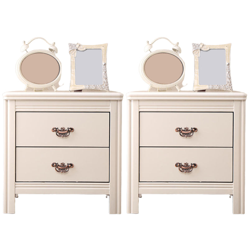 Traditional Wood Accent Table Nightstand 19.68" Tall 2 Drawers Bed Nightstand