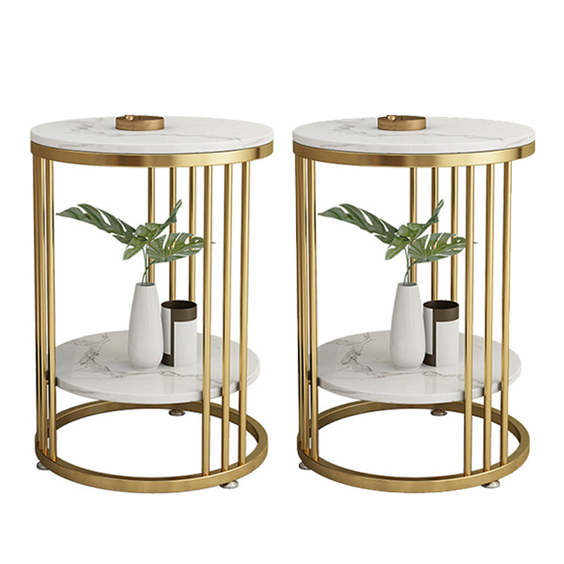 Contemporary Faux Marble Accent Table Nightstand 21.65" Tall Bed Nightstand