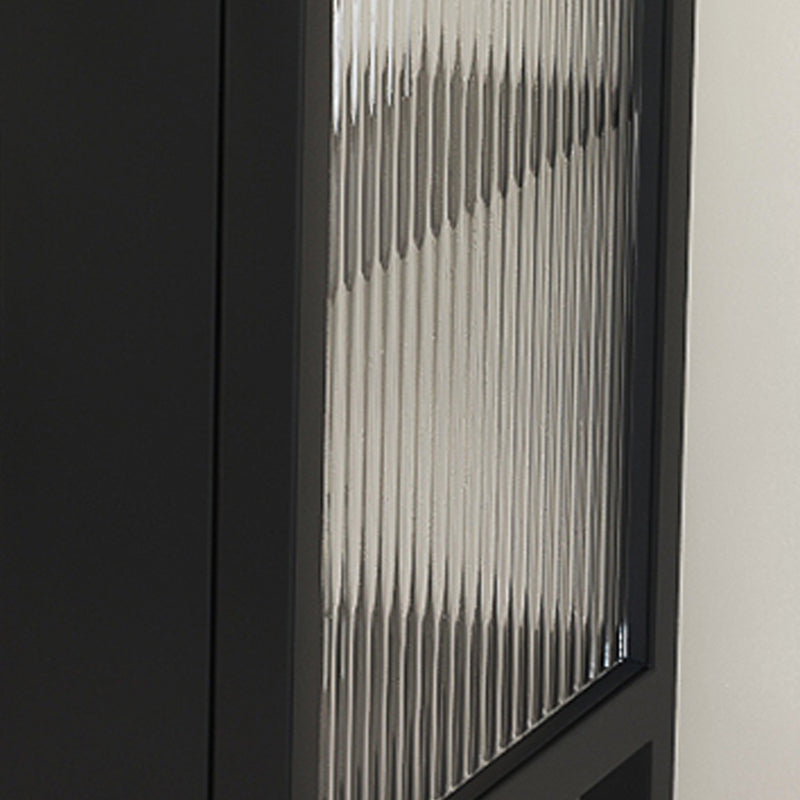 Contemporary Lower Shelf Nightstand Metal Bedside Cabinet with Glass Door for Bedroom