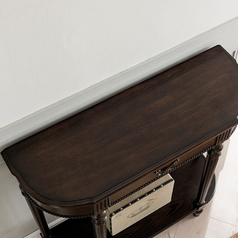 Mid-Century Modern Half Moon Console Sofa Table Rubber Wood Console Accent Table for Hall