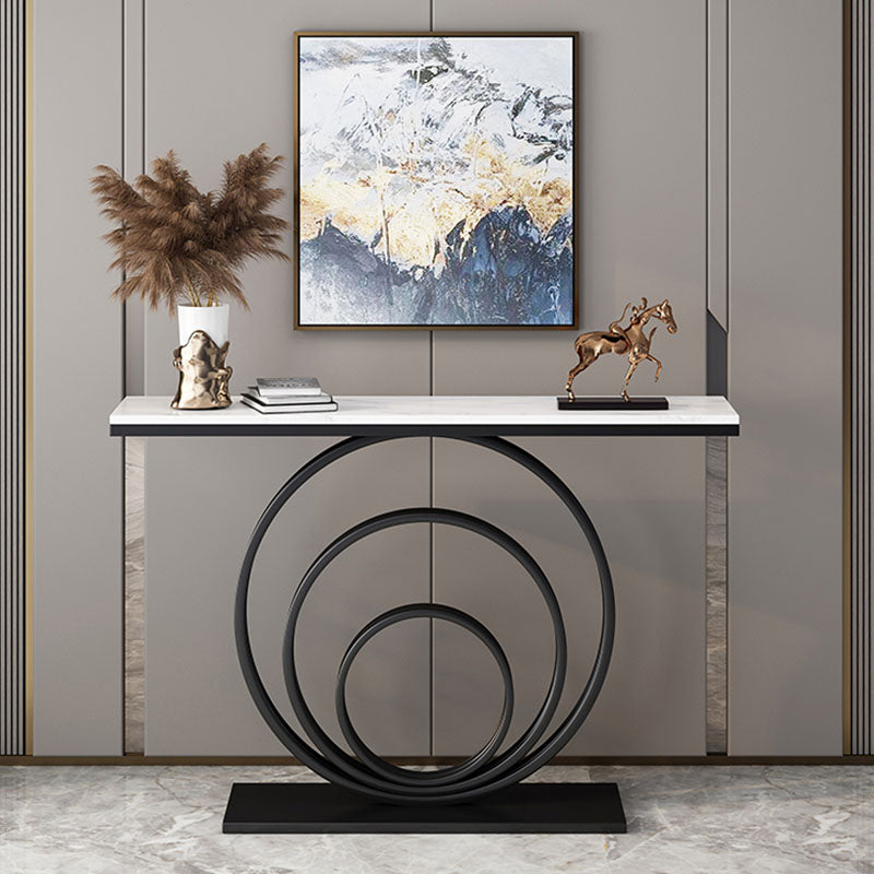 Modern Iron Console Sofa Table Rectangle Stone Console Accent Table for Hall