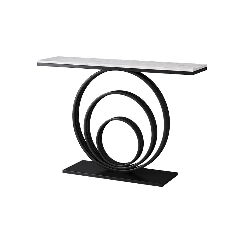Modern Iron Console Sofa Table Rectangle Stone Console Accent Table for Hall