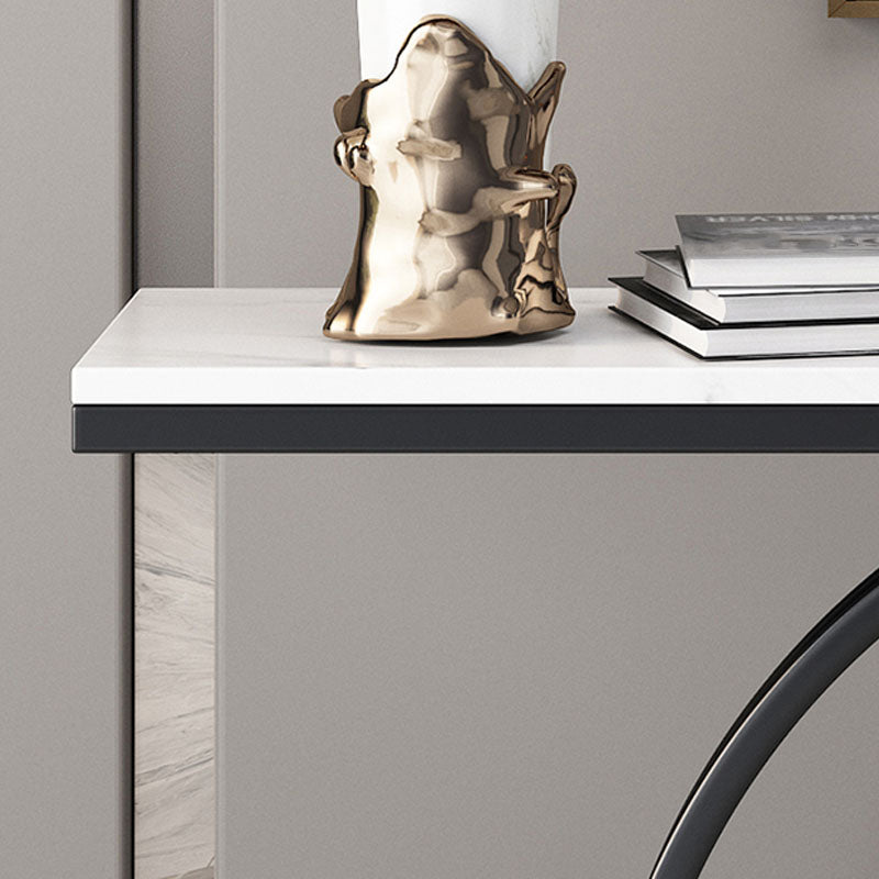 Modern Iron Console Sofa Table Rectangle Stone Console Accent Table for Hall
