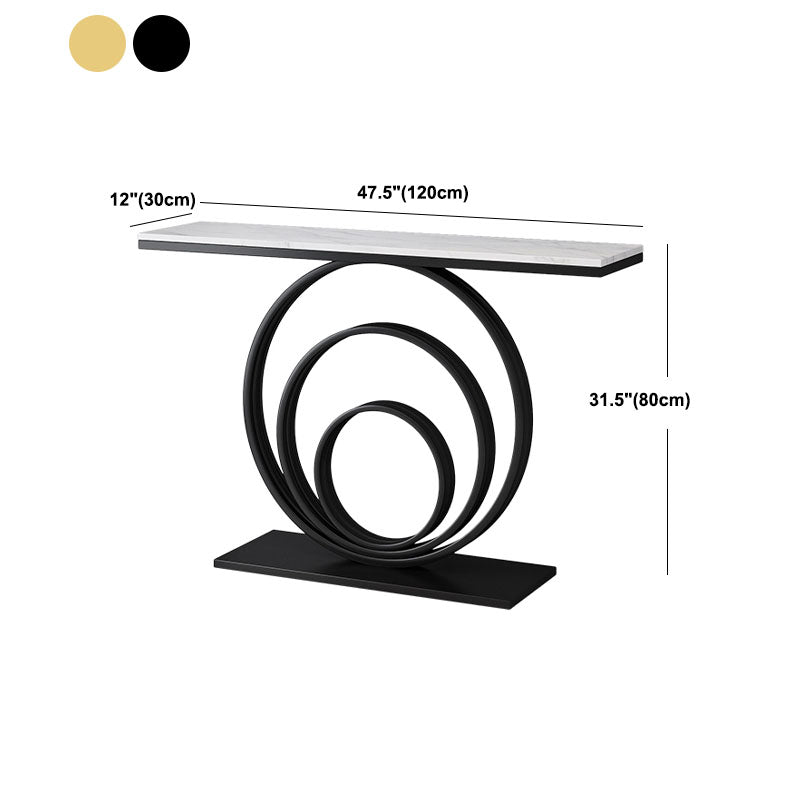 Modern Iron Console Sofa Table Rectangle Stone Console Accent Table for Hall