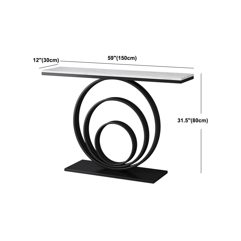 Modern Iron Console Sofa Table Rectangle Stone Console Accent Table for Hall