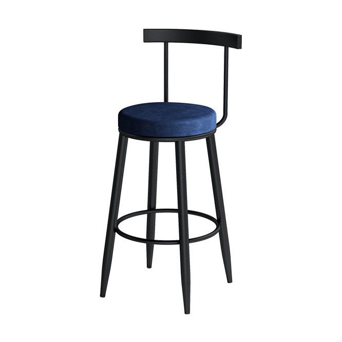 Scandinavian Metal Stool Velvet Upholstered Counter Stool in Matte Finish for Indoor