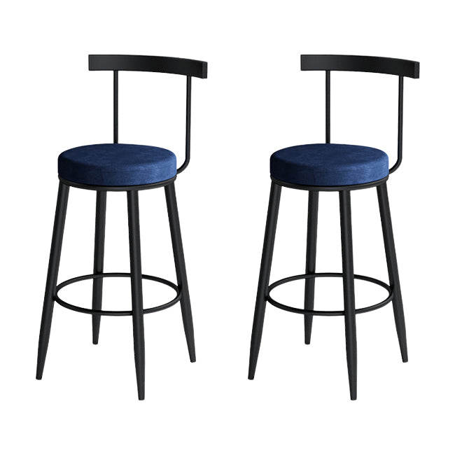 Scandinavian Metal Stool Velvet Upholstered Counter Stool in Matte Finish for Indoor