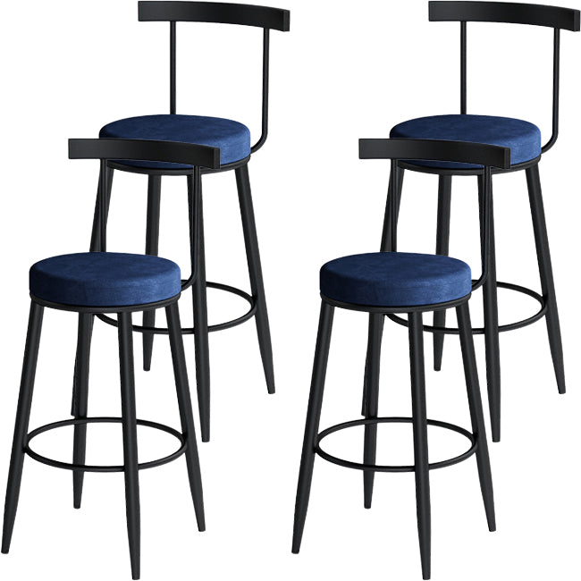Scandinavian Metal Stool Velvet Upholstered Counter Stool in Matte Finish for Indoor