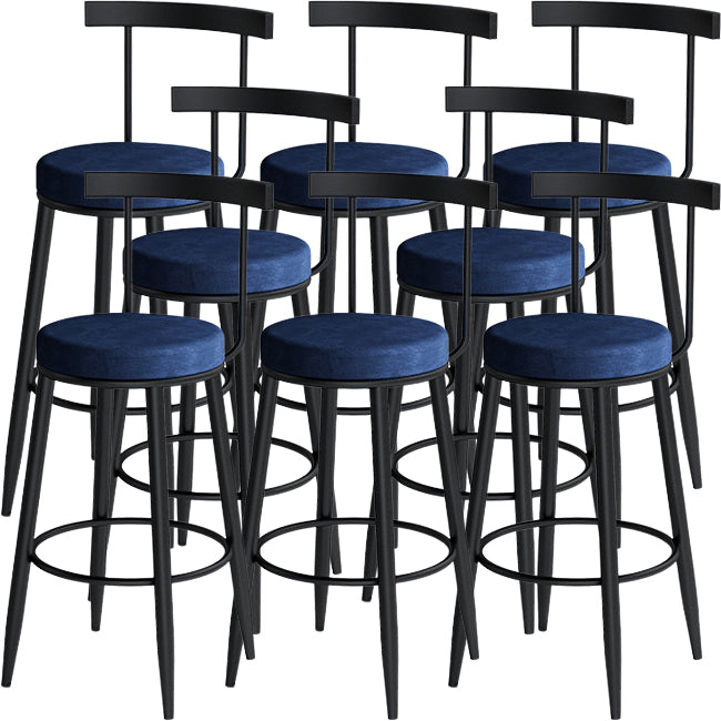 Scandinavian Metal Stool Velvet Upholstered Counter Stool in Matte Finish for Indoor