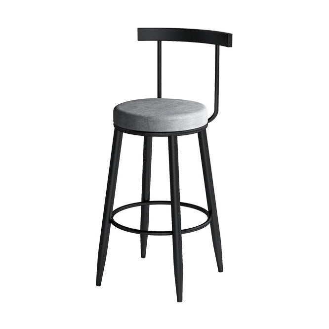 Scandinavian Metal Stool Velvet Upholstered Counter Stool in Matte Finish for Indoor