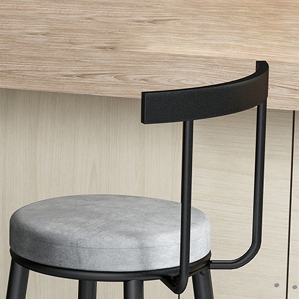 Scandinavian Metal Stool Velvet Upholstered Counter Stool in Matte Finish for Indoor