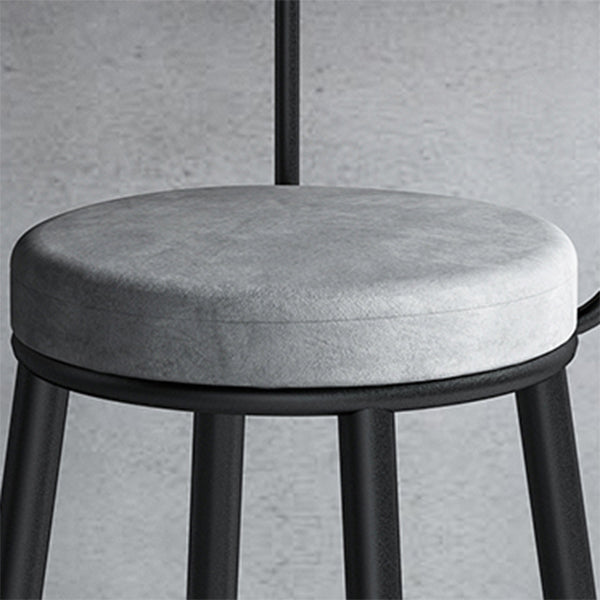 Scandinavian Metal Stool Velvet Upholstered Counter Stool in Matte Finish for Indoor