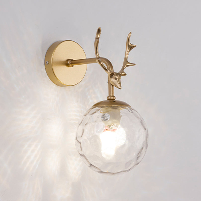 Glass Spherical Shape Wall Light Modern Style 1 Light Wall Mount Fixture for Living Room