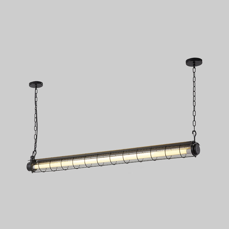 Industrial Style Iron Hanging Lamp Cylinder Shape Island Light Fixture for Living Room