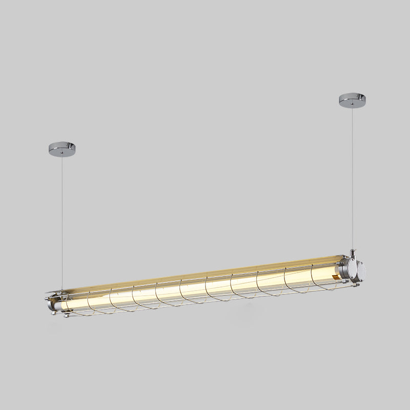 Industrial Style Iron Hanging Lamp Cylinder Shape Island Light Fixture for Living Room