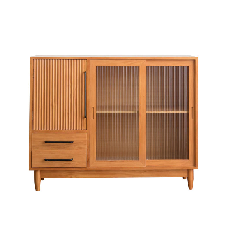 Pine Solid Wood Sideboard Contemporary Sliding Door Dining Server
