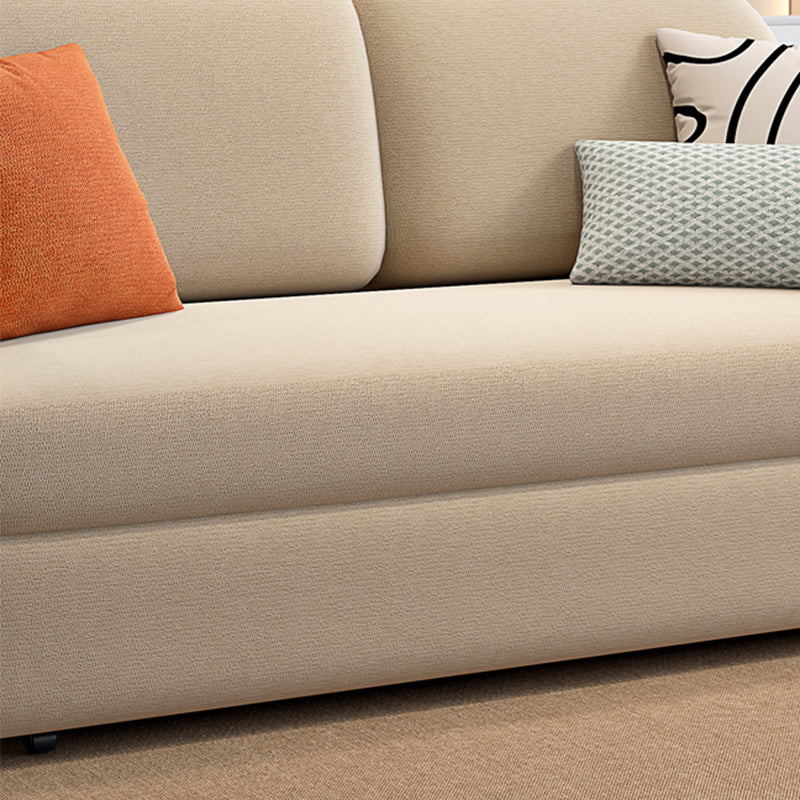 Light Brown Round Arm Sofa Bed Contemporary Sewn Pillow Back Sofa