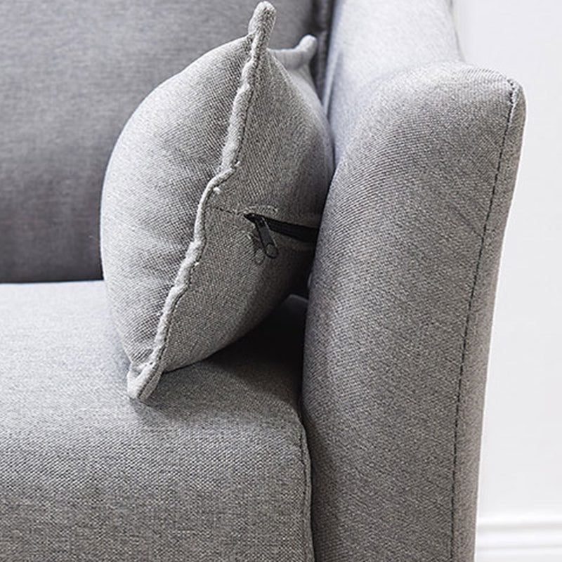 Fabric Loose Back Sofa Modern Sloped Arm Sofa with Wood Legs