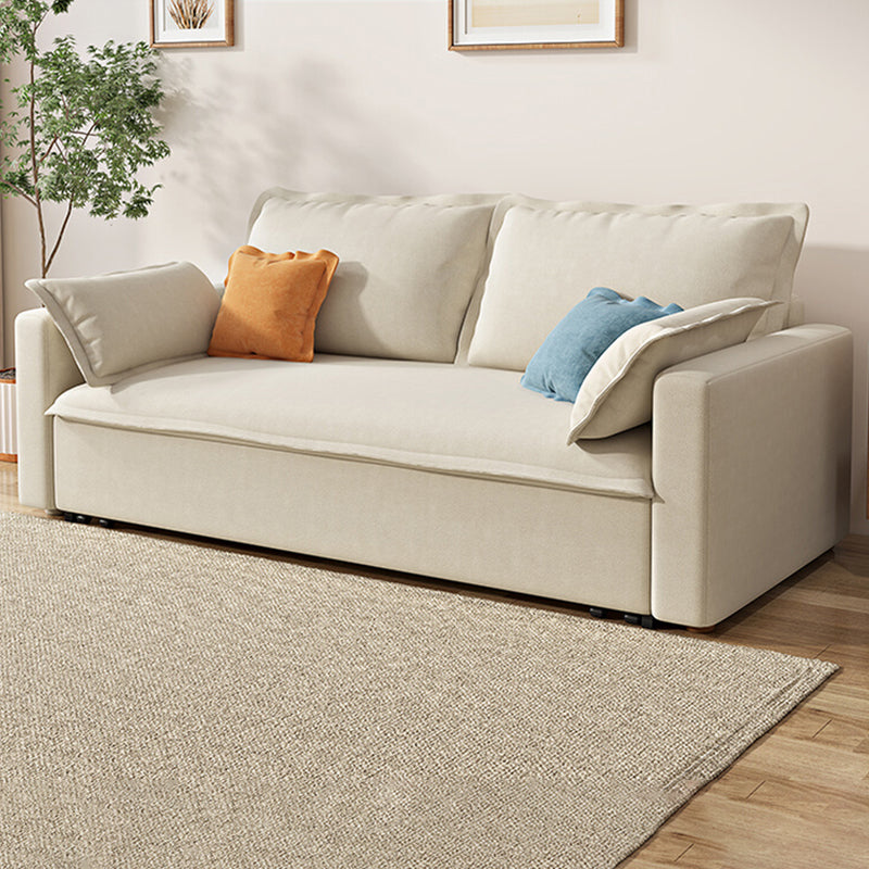 Beige Modern Loose Back Sofa Bed Standard Square Arm Sofa Bed