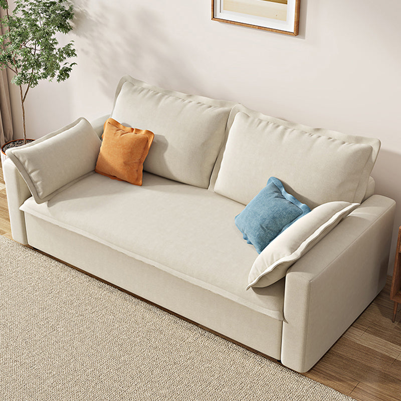 Beige Modern Loose Back Sofa Bed Standard Square Arm Sofa Bed