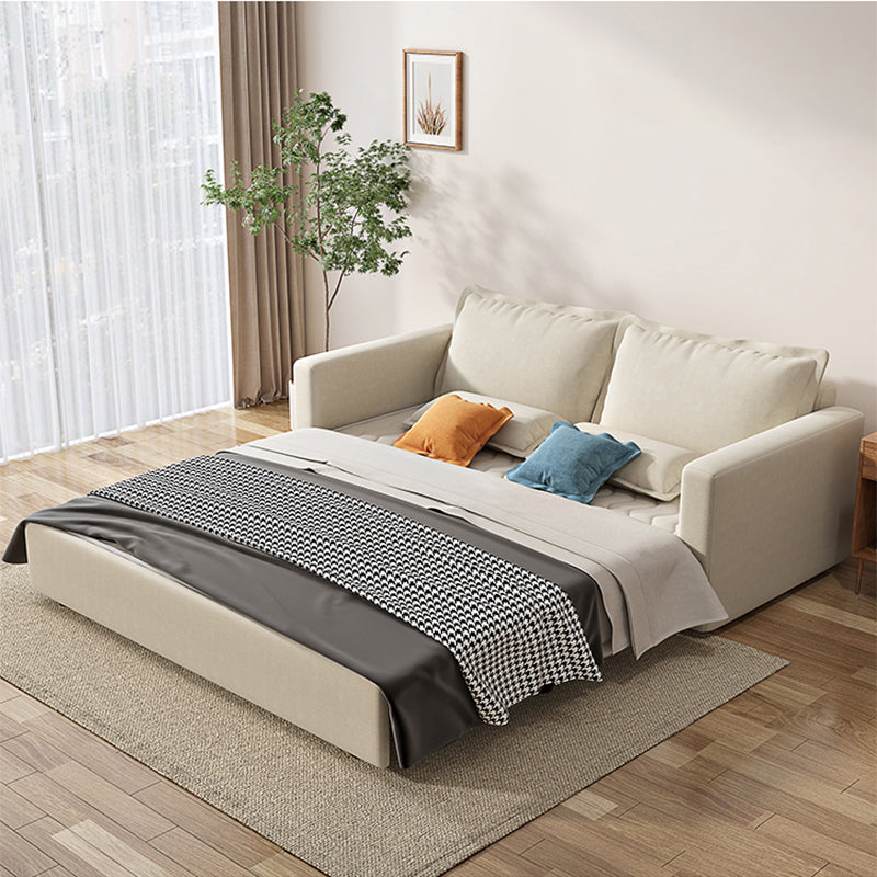 Beige Modern Loose Back Sofa Bed Standard Square Arm Sofa Bed