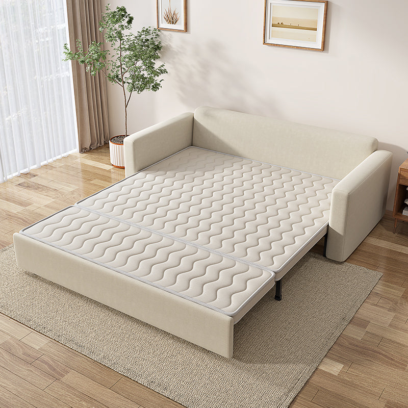 Beige Modern Loose Back Sofa Bed Standard Square Arm Sofa Bed