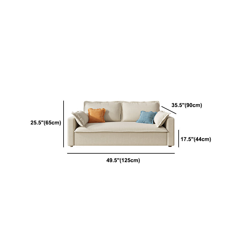 Beige Modern Loose Back Sofa Bed Standard Square Arm Sofa Bed