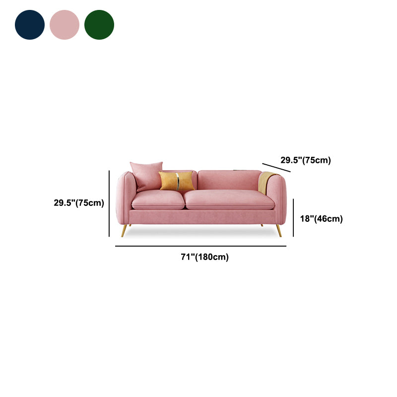 Velvet Modern Style Sofa 2/3-seat Tuxedo Arm Sofa with 2 Pillows