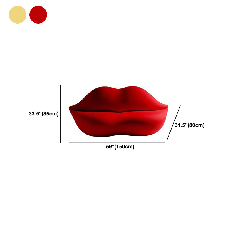 Modernism Statement Sofa Lip-Themed Stationary Sofa in Red/Gold
