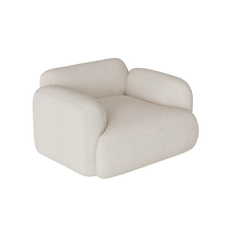 Contemporary Standard Sofa 1/3-seater Round Arm Sofa in White/Brown