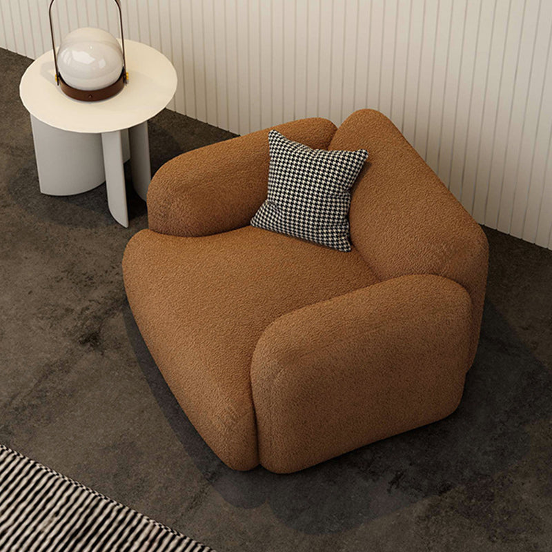 Contemporary Standard Sofa 1/3-seater Round Arm Sofa in White/Brown