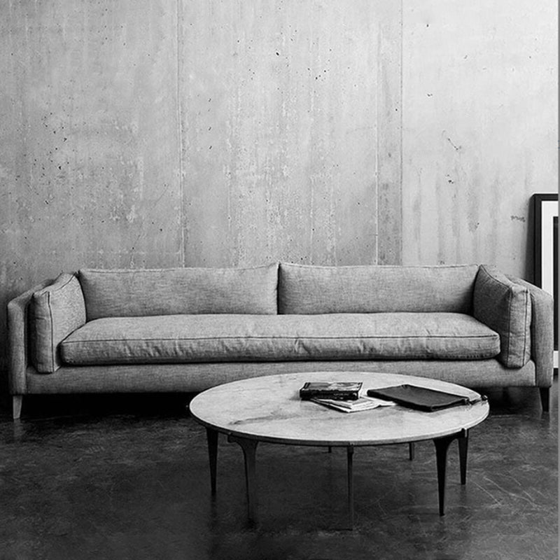 Living Room Slipcovered Sofa Pillow Top Arm Loose Back Sofa in Grey