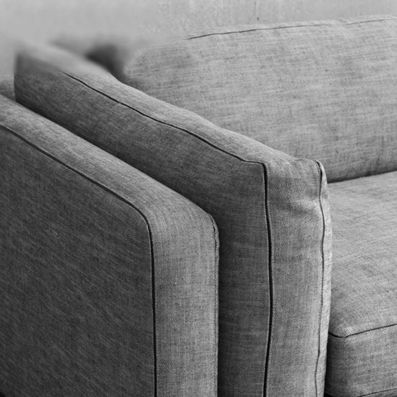 Living Room Slipcovered Sofa Pillow Top Arm Loose Back Sofa in Grey