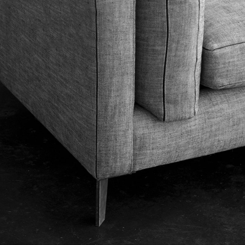 Living Room Slipcovered Sofa Pillow Top Arm Loose Back Sofa in Grey