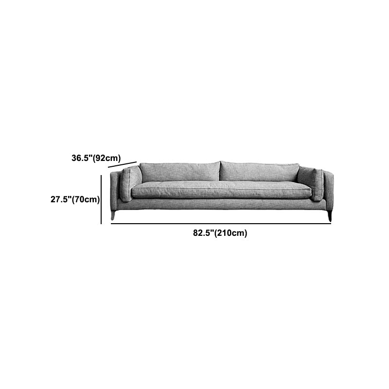 Living Room Slipcovered Sofa Pillow Top Arm Loose Back Sofa in Grey