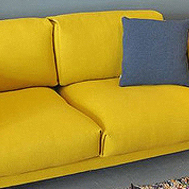 35.43 inch Wide Linen Sofa Square Arm Cushions Sofa in Yellow