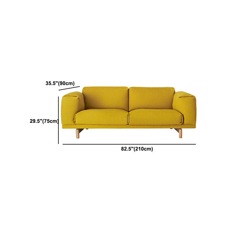 35.43 inch Wide Linen Sofa Square Arm Cushions Sofa in Yellow
